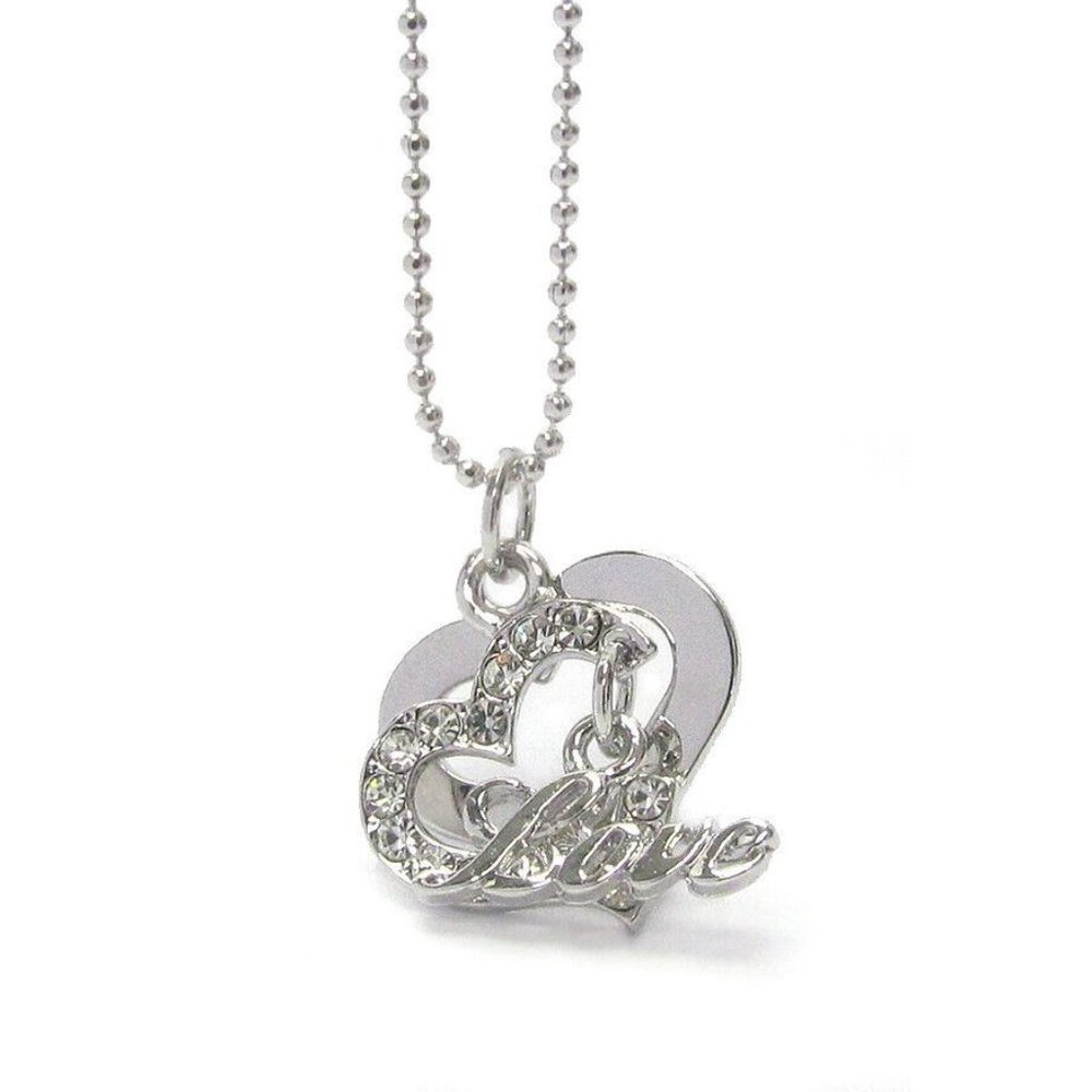 Whitegold Plated Crystal Heart Necklace NWT